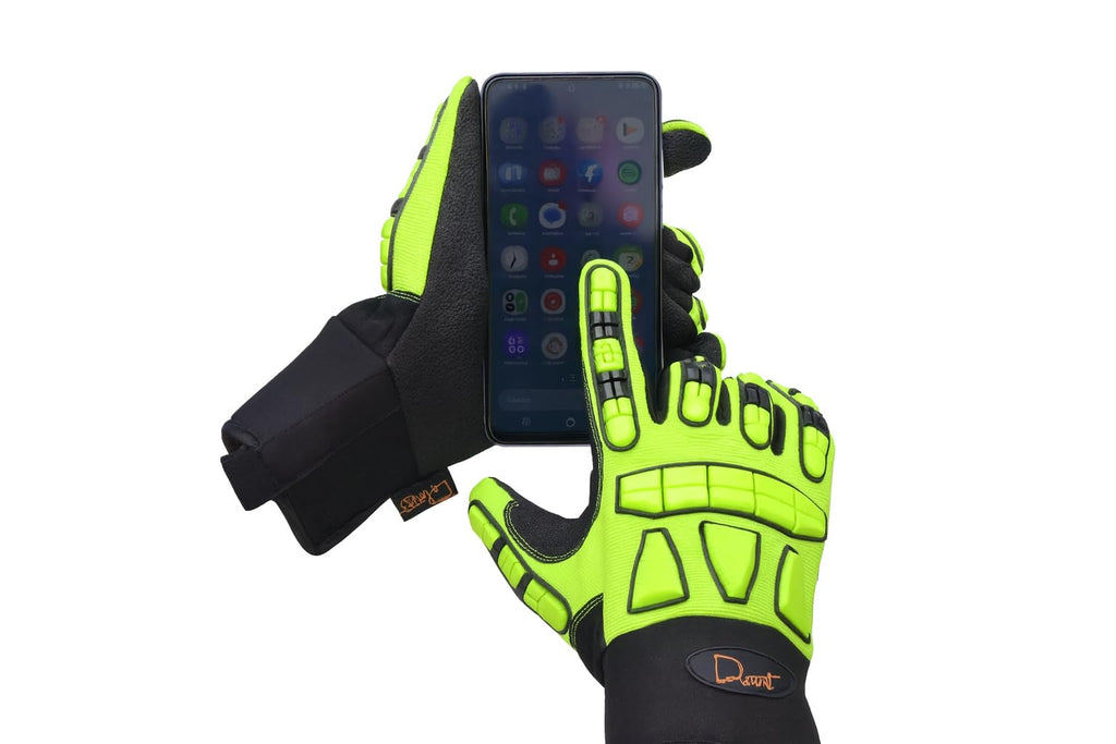 Delmont High Impact Work Gloves for Men – Impact Resistant Safety Gloves, High Visibility Anti-Vibration Mechanic Work Gloves