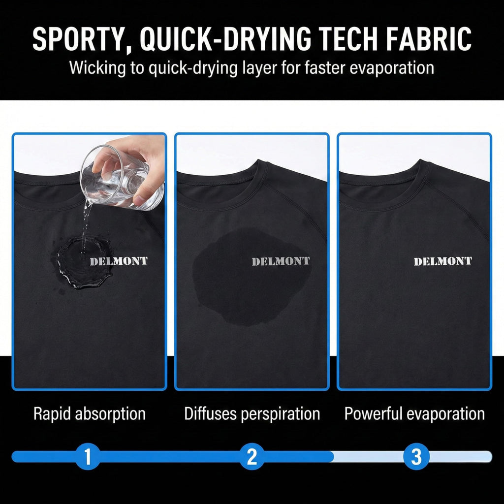 Delmont Men’s BJJ Rash Guard Long Sleeve Compression Fit No Gi Jiu Jitsu Shirt,