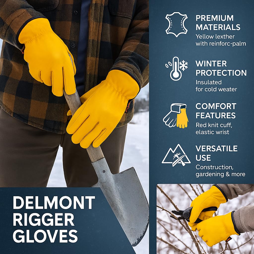 Delmont Leather Work Gloves for Men & Women