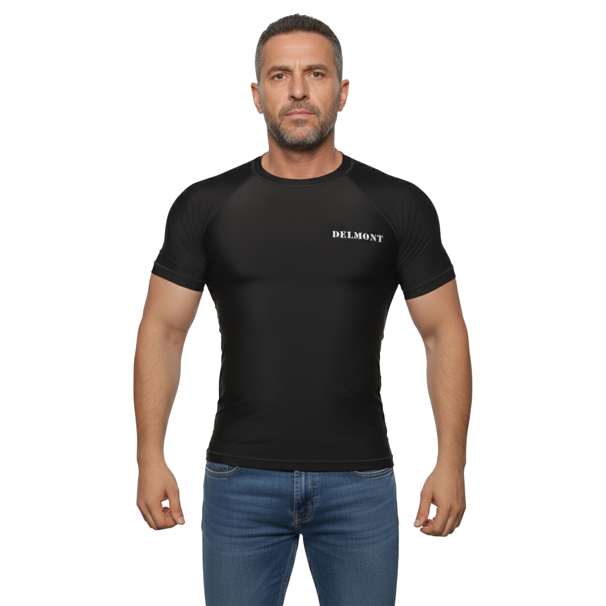 Delmont BJJ Half Sleeves Rash Guard, Training Compression Shirt