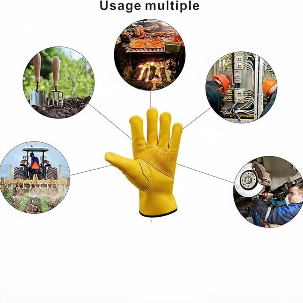 Delmont Leather Work Gloves for Men & Women