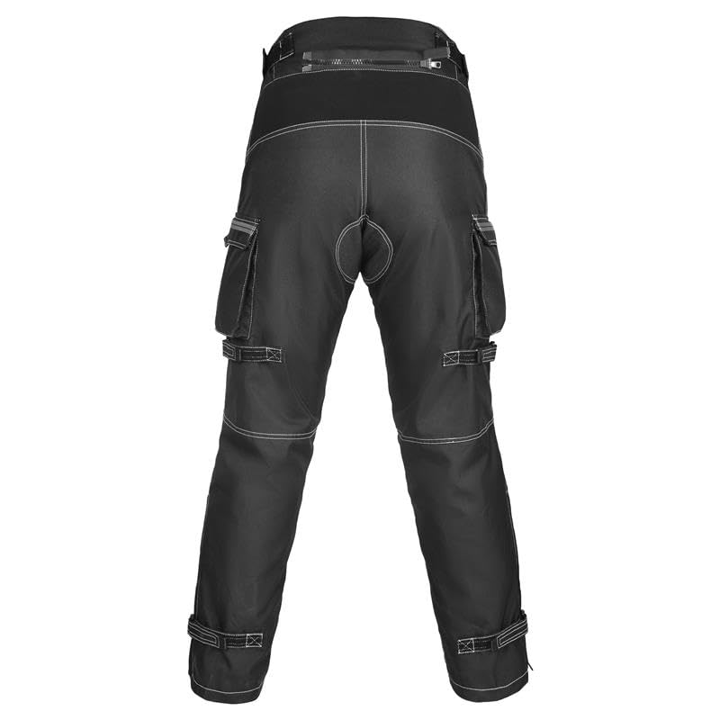 Black Motorcycle Riding Pants for Men – Waterproof & Windproof Touring Trousers with CE Armor, Reflective Strips