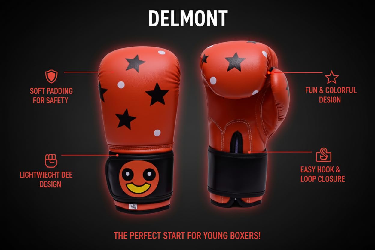 Kids Boxing Gloves – Cartoon Design Training Gloves for Boys & Girls | Comfortable Padding, Secure Wrist Support for Boxing, Kickboxing & Martial Arts