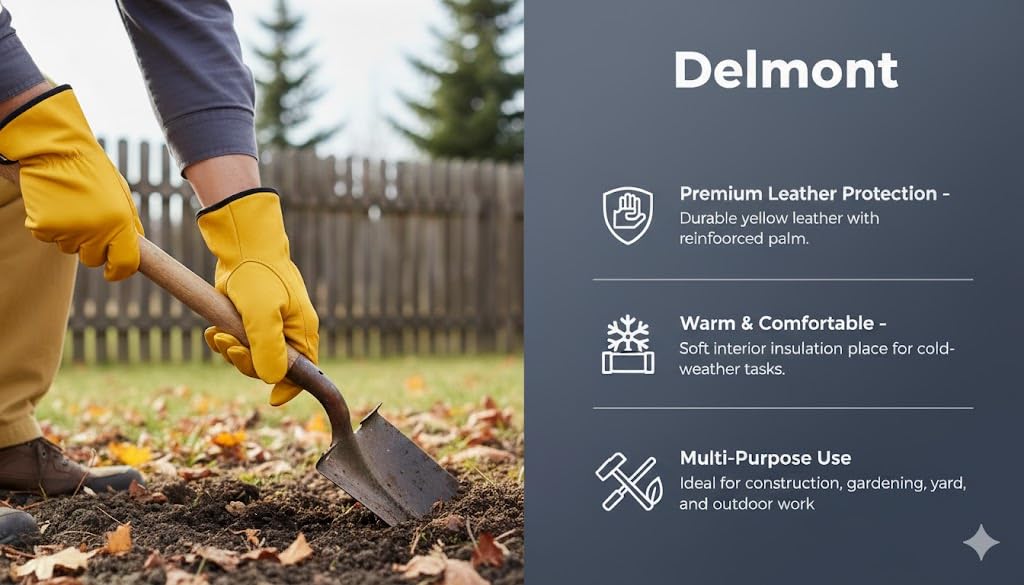 Delmont Leather Work Gloves for Men & Women