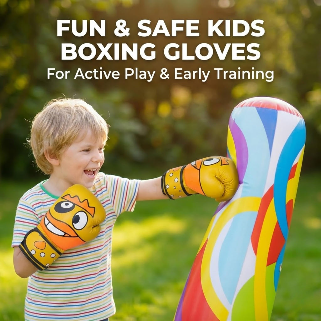 Kids Boxing Gloves – Cartoon Design Training Gloves for Boys & Girls | Comfortable Padding, Secure Wrist Support for Boxing, Kickboxing & Martial Arts