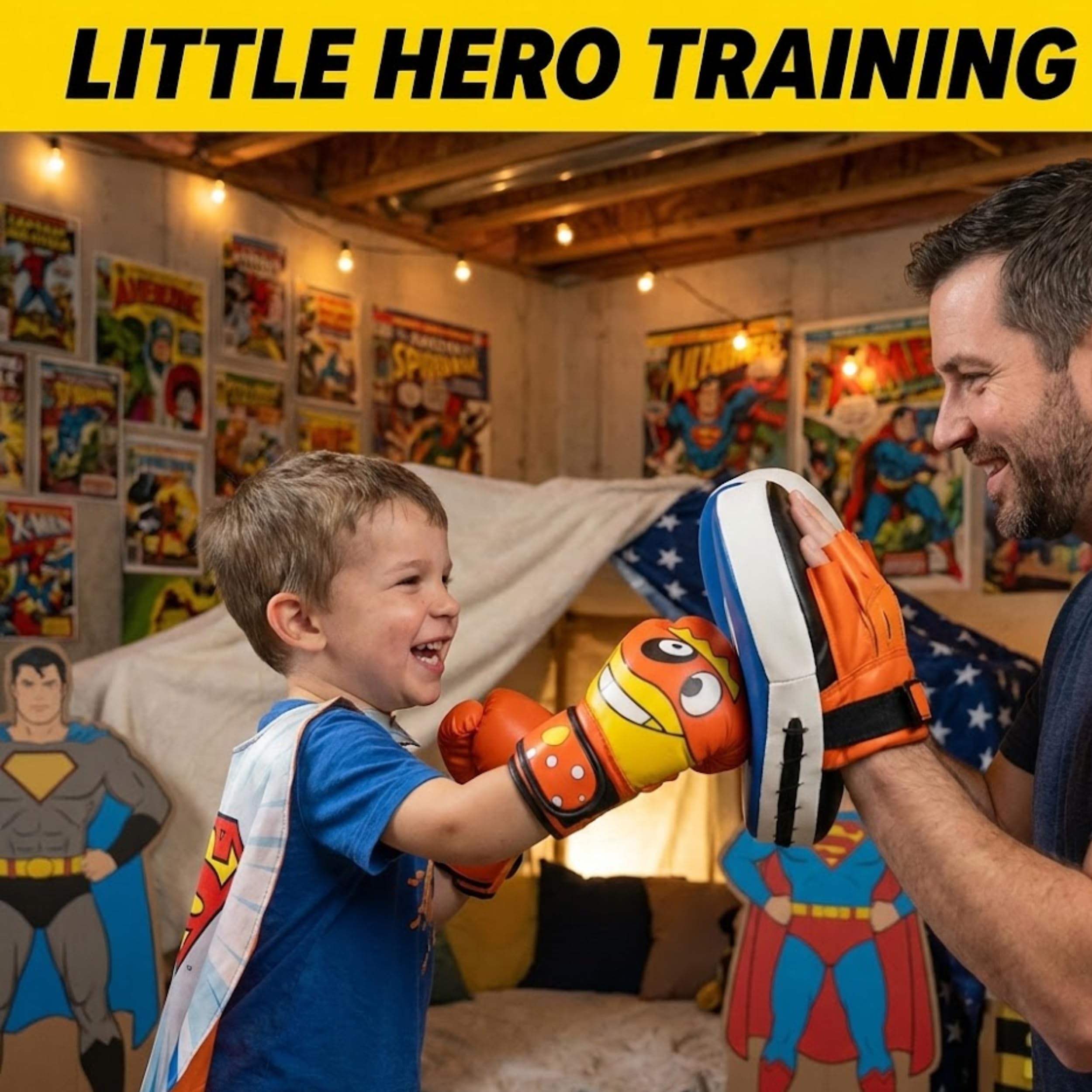 Kids Boxing Gloves – Cartoon Design Training Gloves for Boys & Girls | Comfortable Padding, Secure Wrist Support for Boxing, Kickboxing & Martial Arts