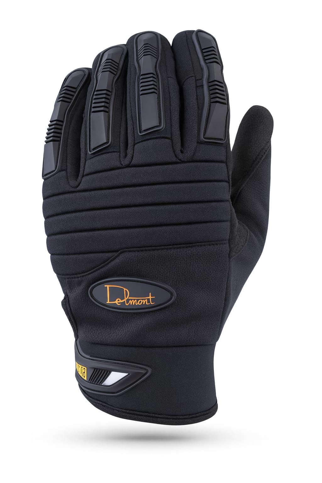 Delmont Tactical Gloves Black Leather, Stealth Operator Strike Patrol Protective Knuckle Motorcycle Gloves for Men & Women, Airsoft Shooting Training Riding Biking Sports Impact Resistant Grip