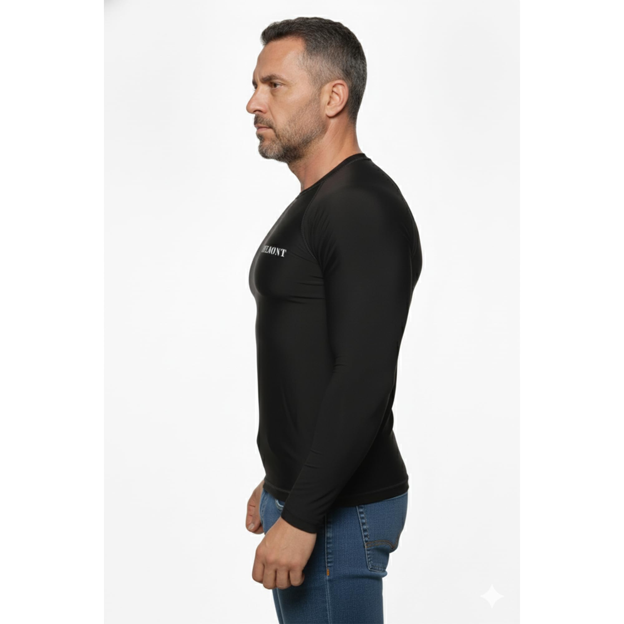 Delmont Men’s BJJ Rash Guard Long Sleeve Compression Fit No Gi Jiu Jitsu Shirt,