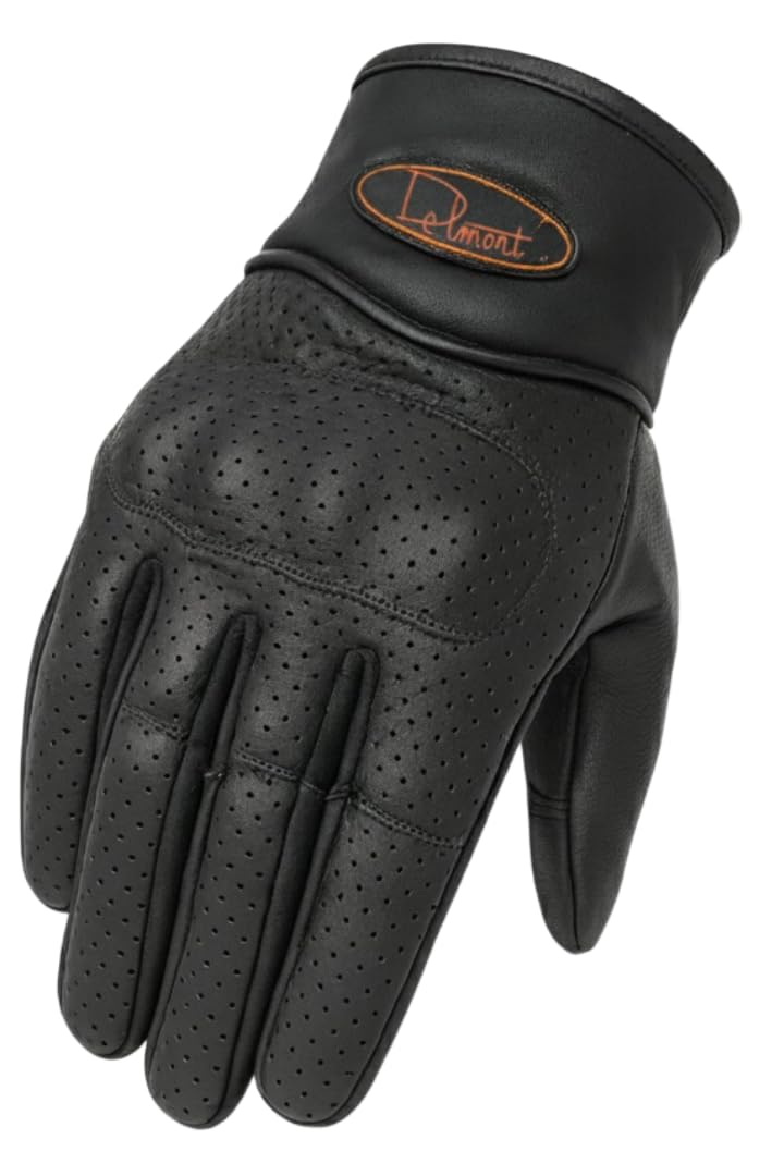 Delmont Tactical Gloves Black Leather, Stealth Operator Strike Patrol Protective Knuckle Motorcycle Gloves for Men & Women, Airsoft Shooting Training Riding Biking Sports Impact Resistant Grip