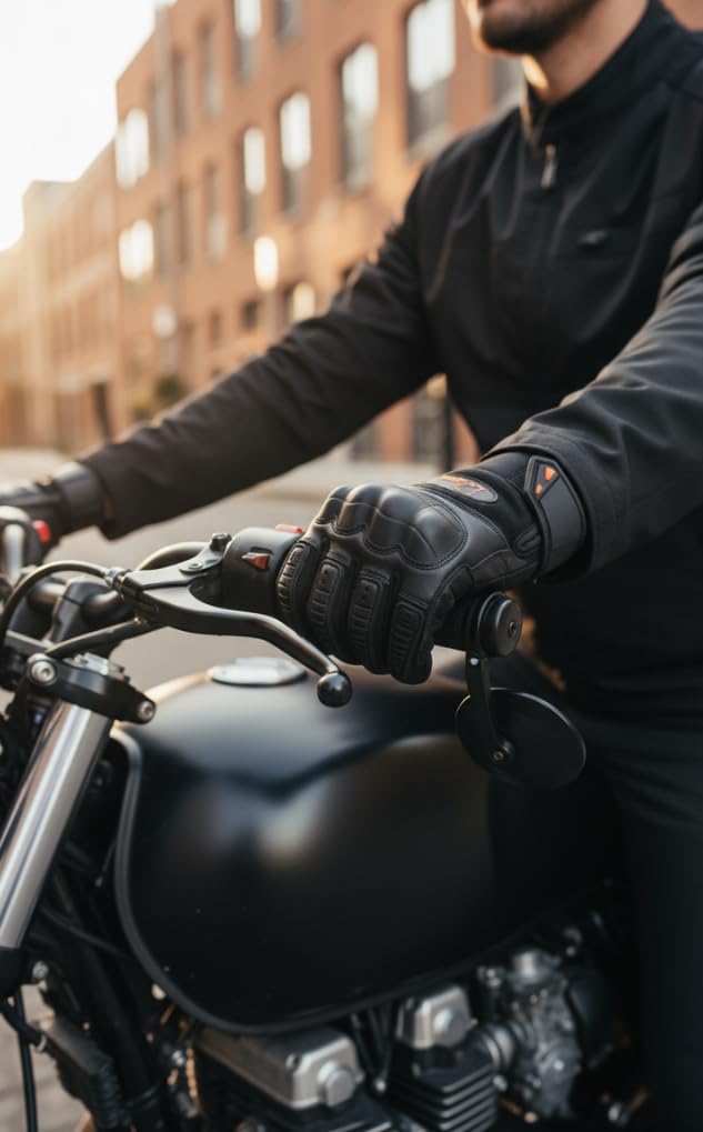 Delmont Tactical Gloves Black Leather, Stealth Operator Strike Patrol Protective Knuckle Motorcycle Gloves for Men & Women, Airsoft Shooting Training Riding Biking Sports Impact Resistant Grip