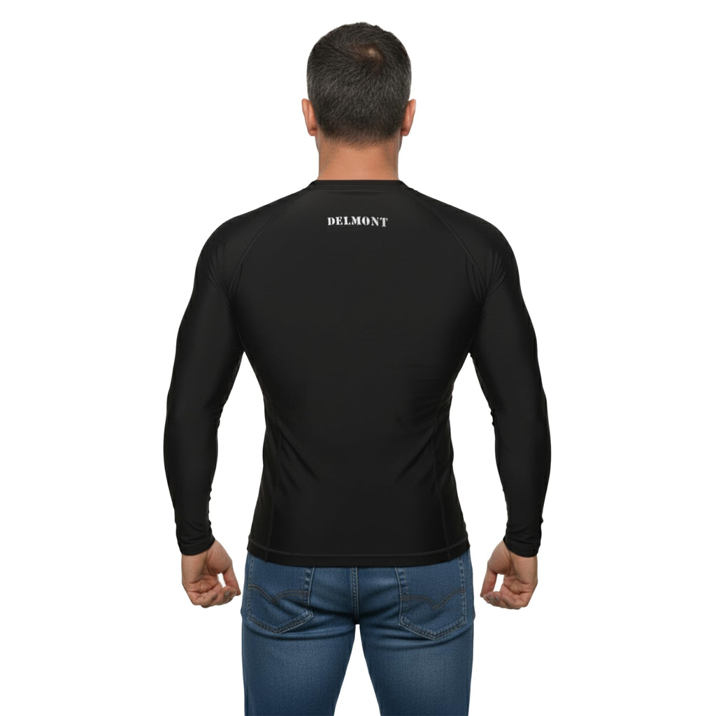 Delmont Men’s BJJ Rash Guard Long Sleeve Compression Fit No Gi Jiu Jitsu Shirt,