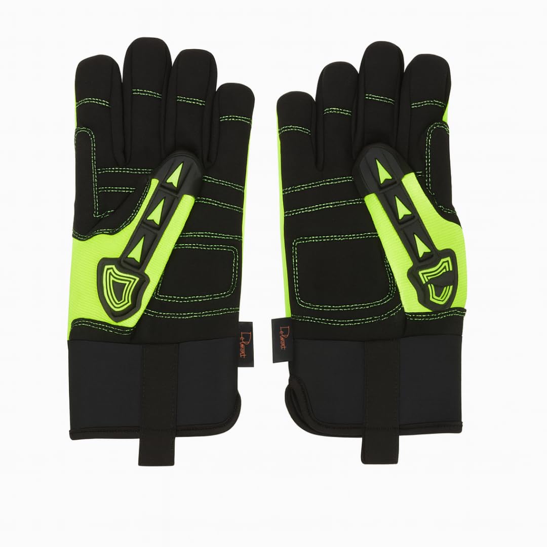 Delmont High Impact Work Gloves for Men – Impact Resistant Safety Gloves, High Visibility Anti-Vibration Mechanic Work Gloves