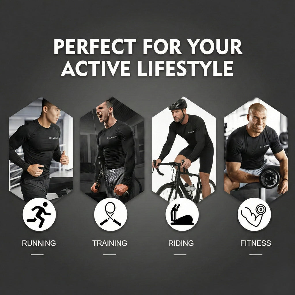 Delmont Men’s BJJ Rash Guard Long Sleeve Compression Fit No Gi Jiu Jitsu Shirt,