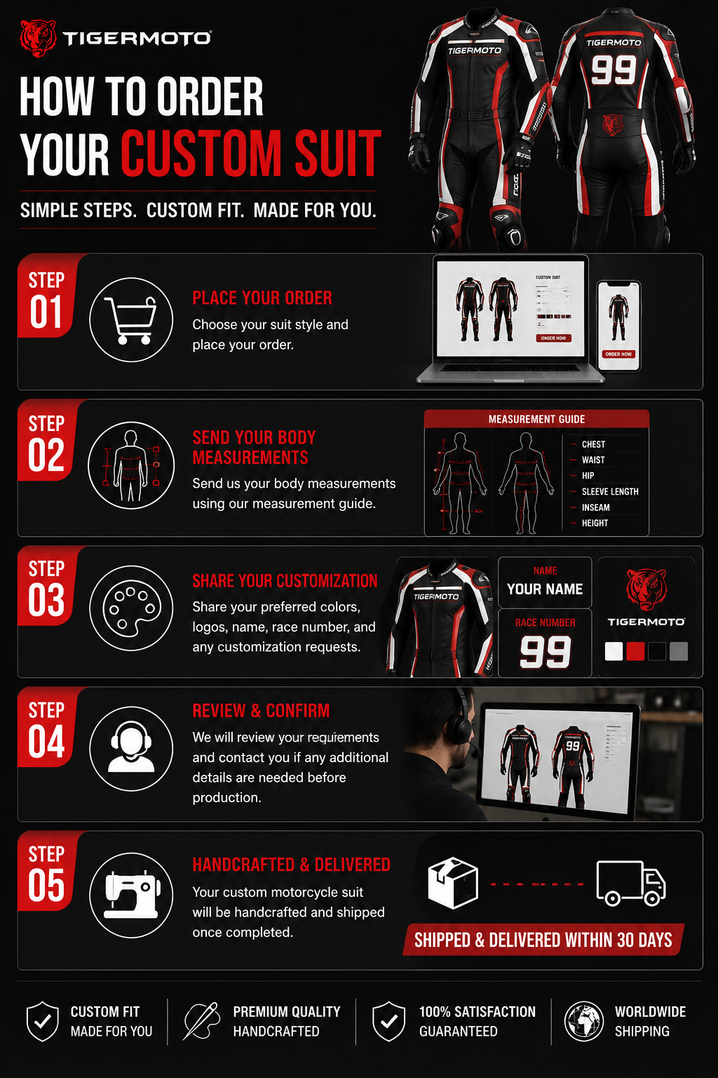 FULLY CUSTOM Urbanite Leather Motorcycle Suit CE Level 2 Armor Racing Riding Gear